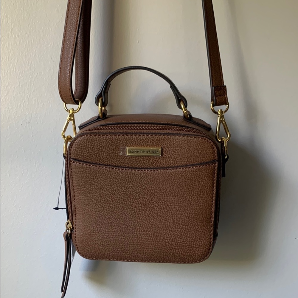 Tommy Hilfiger Brown Crossbody Bag with Gold Accents